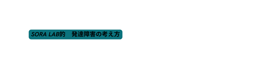 SORA Lab的 発達障害の考え方