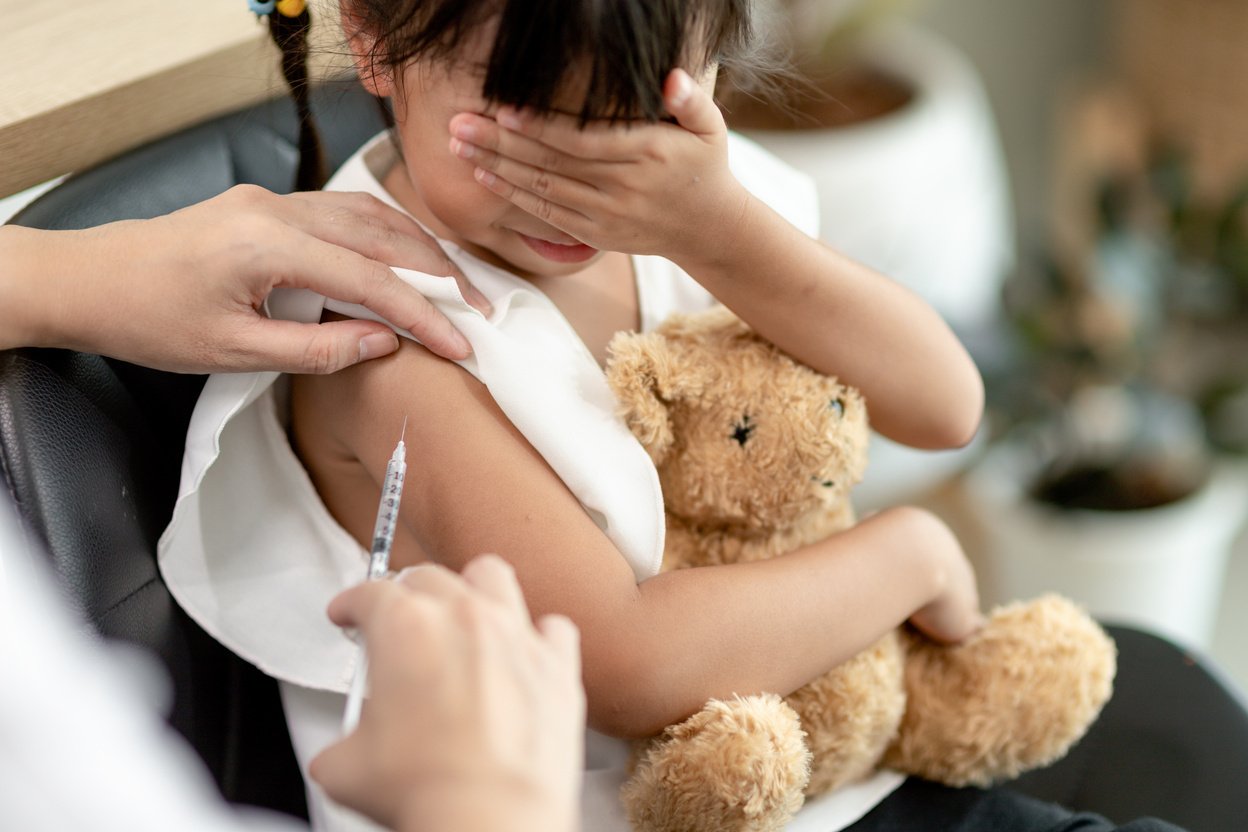 Vaccination of Children. an Injection. Selective Focus.